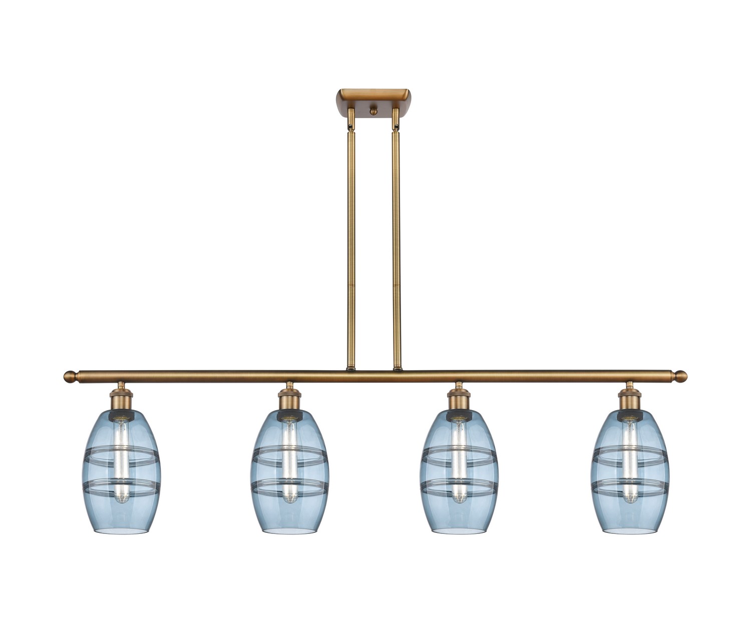 Four Light Island Pendant by Innovations - Ballston Collection, Brushed Brass Finish - 516-4I-BB-G557-6BL