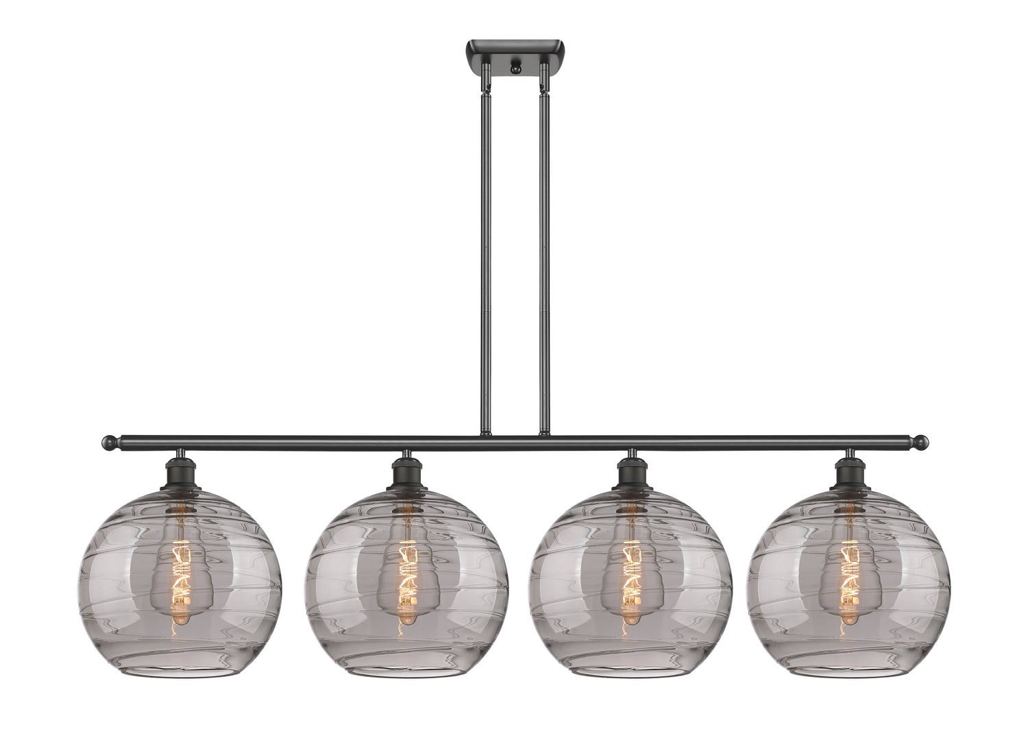 Four Light Island Pendant by Innovations - Ballston Collection, Oil Rubbed Bronze Finish - 516-4I-OB-G1213-12SM