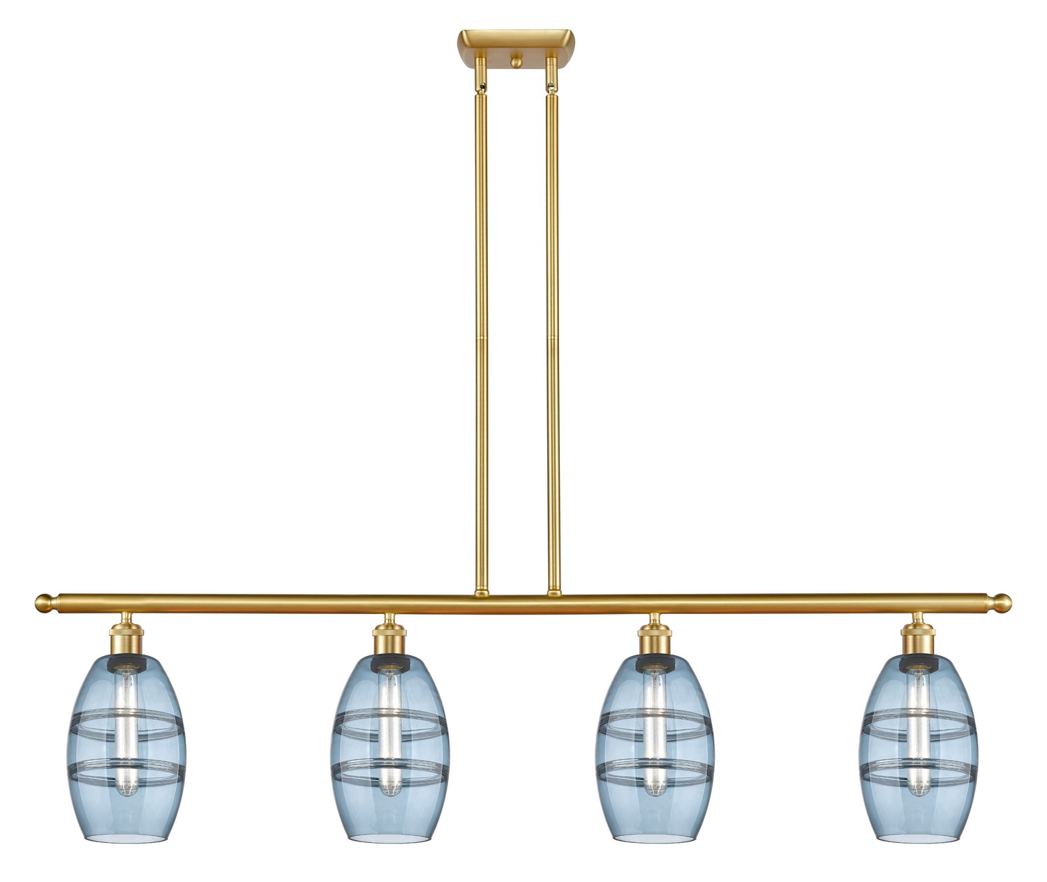 Four Light Island Pendant by Innovations - Ballston Collection, Satin Gold Finish - 516-4I-SG-G557-6BL