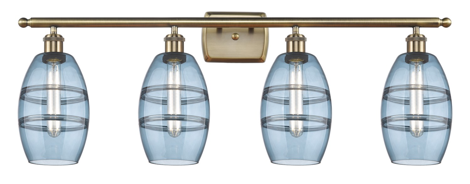 Four Light Bath Vanity by Innovations - Ballston Collection, Antique Brass Finish - 516-4W-AB-G557-6BL