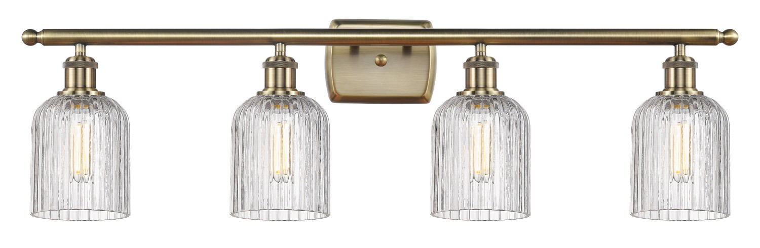 Four Light Bath Vanity by Innovations - Ballston Collection, Antique Brass Finish - 516-4W-AB-G559-5CL