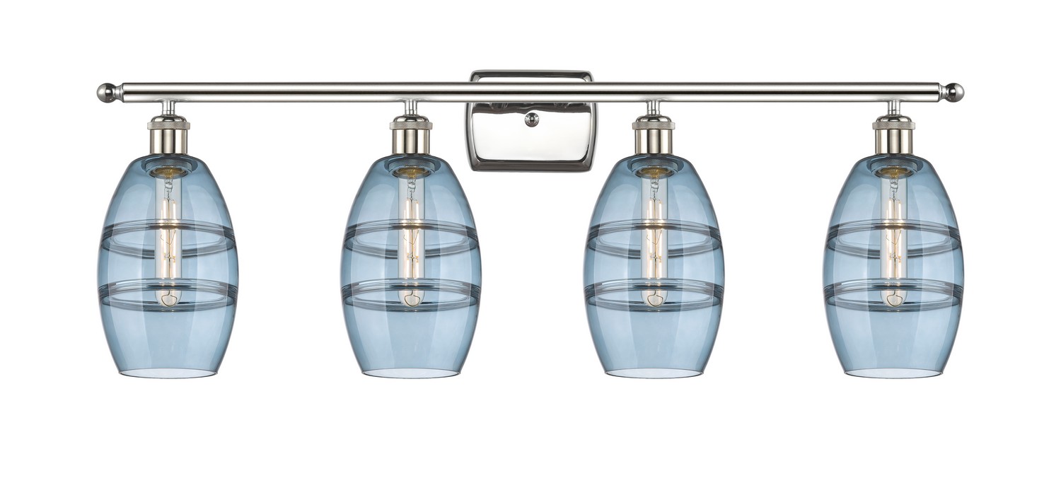 Four Light Bath Vanity by Innovations - Ballston Collection, Polished Nickel Finish - 516-4W-PN-G557-6BL