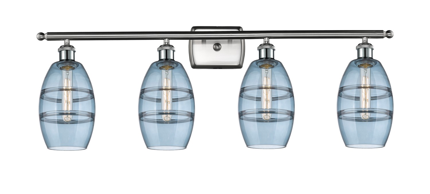 Four Light Bath Vanity by Innovations - Ballston Collection, Brushed Satin Nickel Finish - 516-4W-SN-G557-6BL