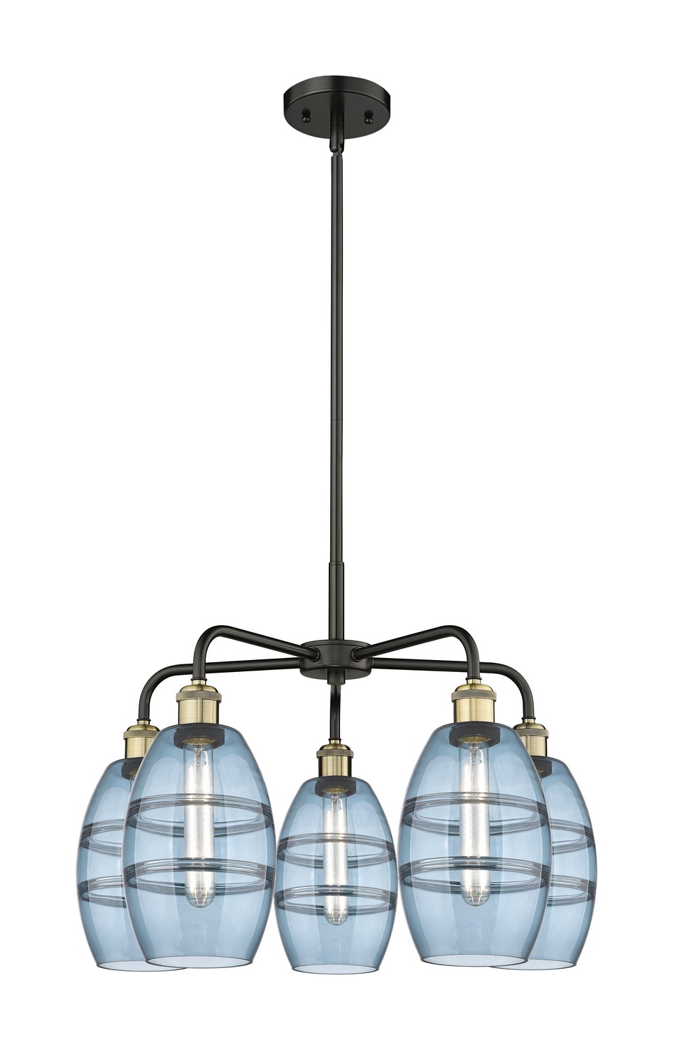 Five Light Chandelier by Innovations - Ballston Collection, Black Antique Brass Finish - 516-5CR-BAB-G557-6BL