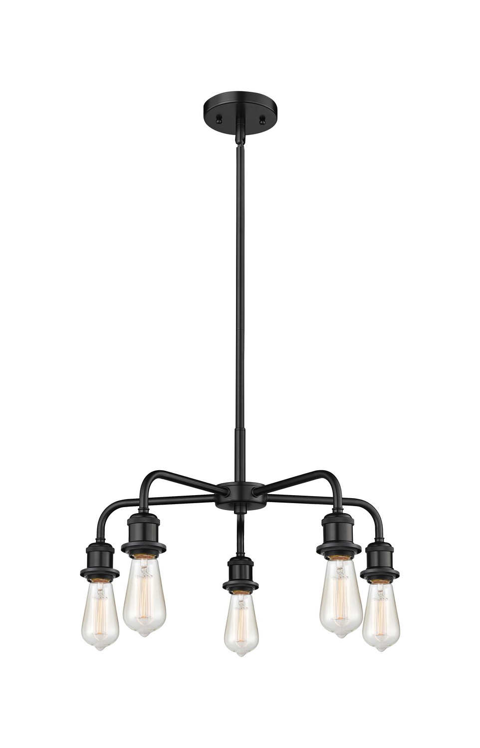Five Light Chandelier by Innovations - Ballston Collection, Matte Black Finish - 516-5CR-BK