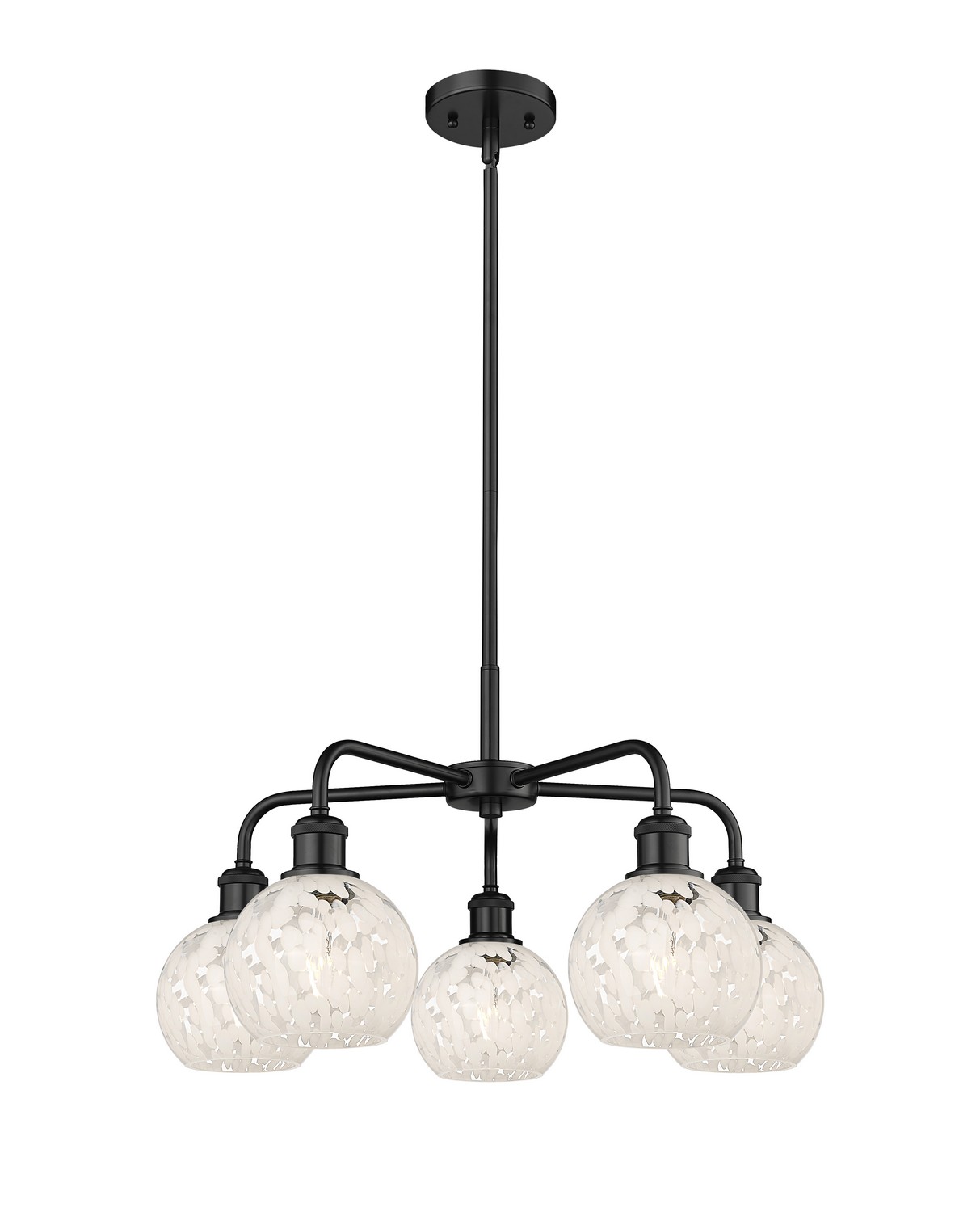 Five Light Chandelier by Innovations - Ballston Collection, Matte Black Finish - 516-5CR-BK-G1216-6WM