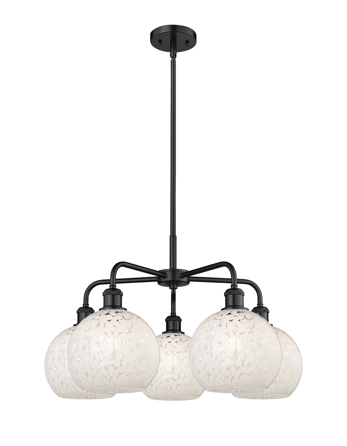 Five Light Chandelier by Innovations - Ballston Collection, Matte Black Finish - 516-5CR-BK-G1216-8WM
