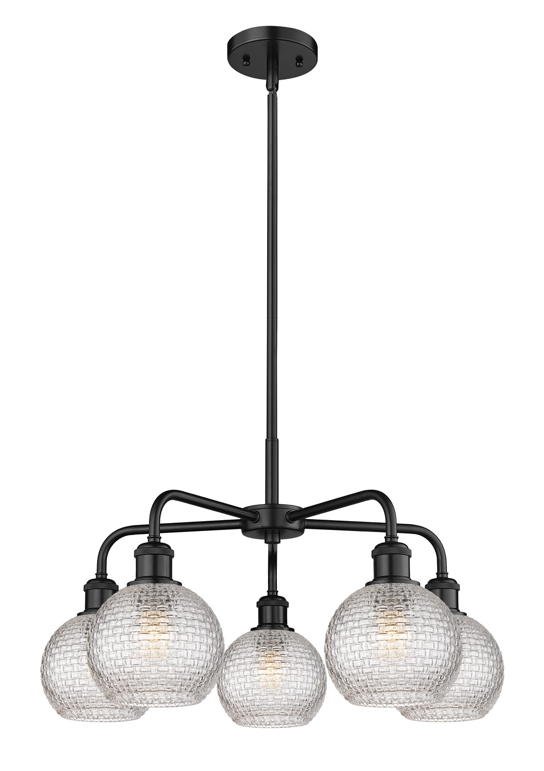 Five Light Chandelier by Innovations - Ballston Collection, Matte Black Finish - 516-5CR-BK-G122C-6CL