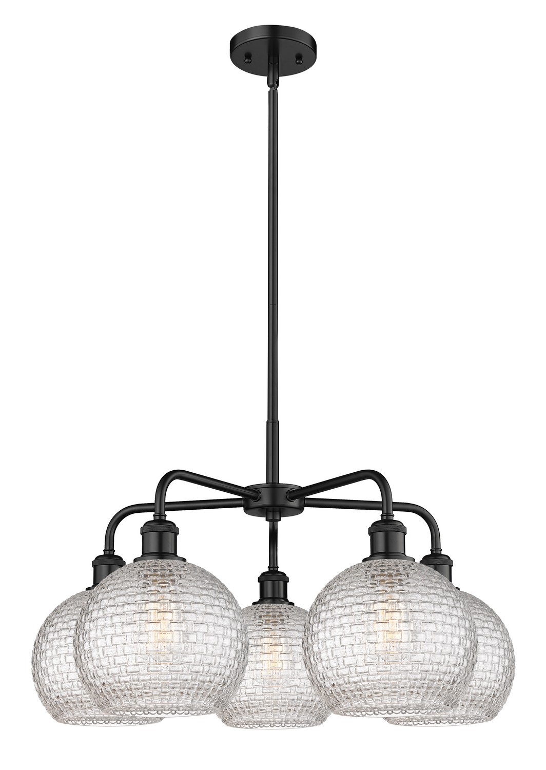 Five Light Chandelier by Innovations - Ballston Collection, Matte Black Finish - 516-5CR-BK-G122C-8CL
