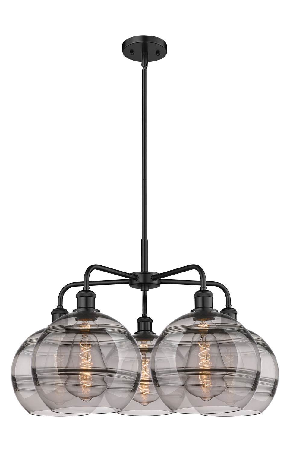 Five Light Chandelier by Innovations - Ballston Collection, Matte Black Finish - 516-5CR-BK-G556-10SM