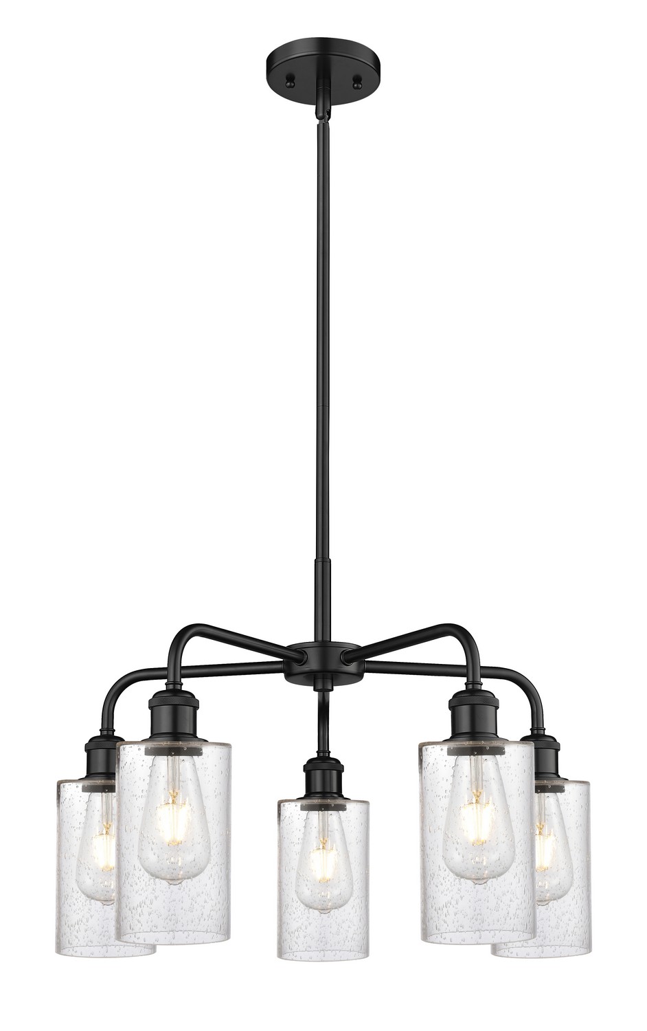 Five Light Chandelier by Innovations - Ballston Collection, Matte Black Finish - 516-5CR-BK-G804