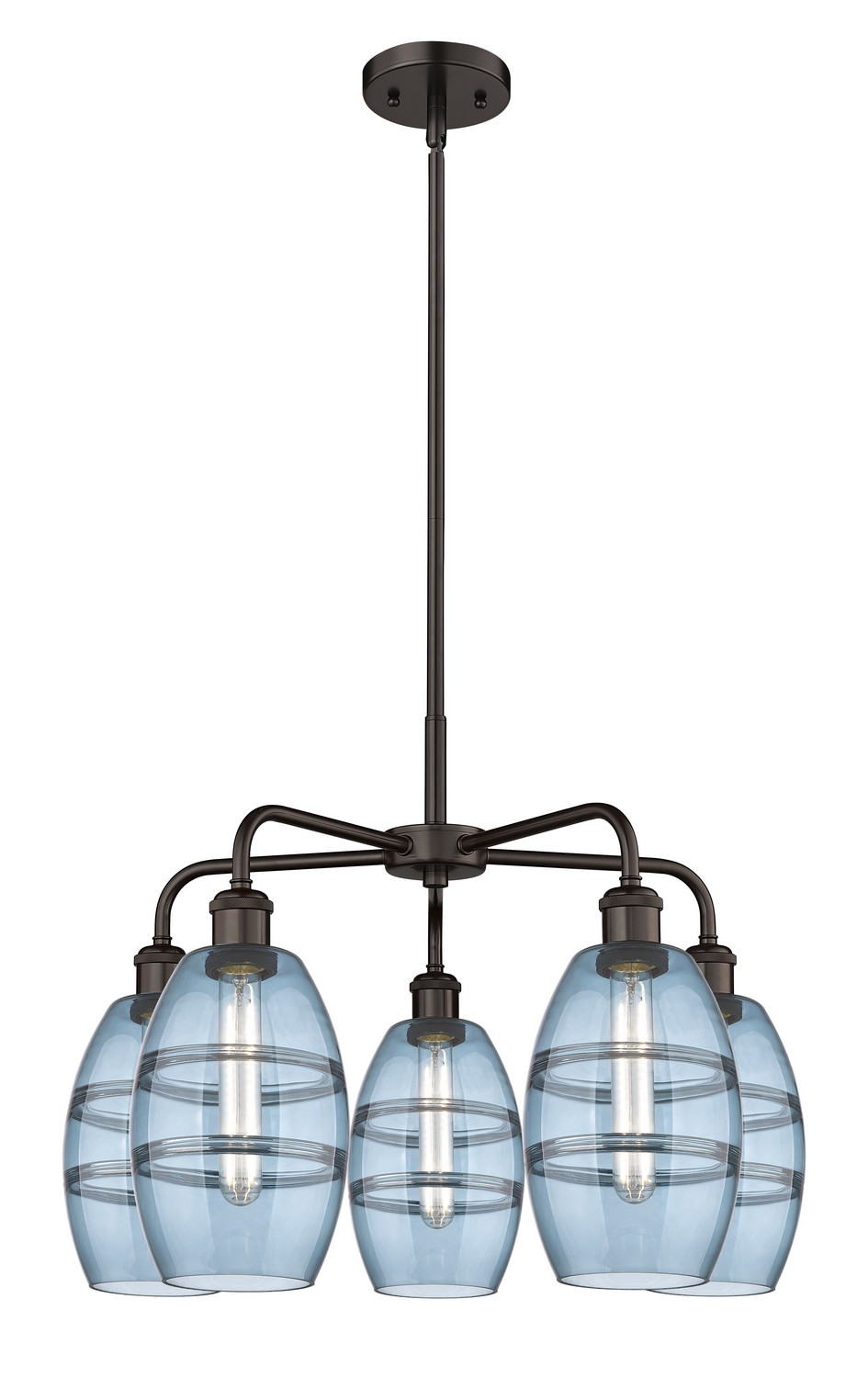 Five Light Chandelier by Innovations - Ballston Collection, Oil Rubbed Bronze Finish - 516-5CR-OB-G557-6BL