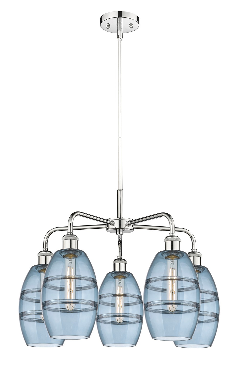 Five Light Chandelier by Innovations - Ballston Collection, Polished Chrome Finish - 516-5CR-PC-G557-6BL
