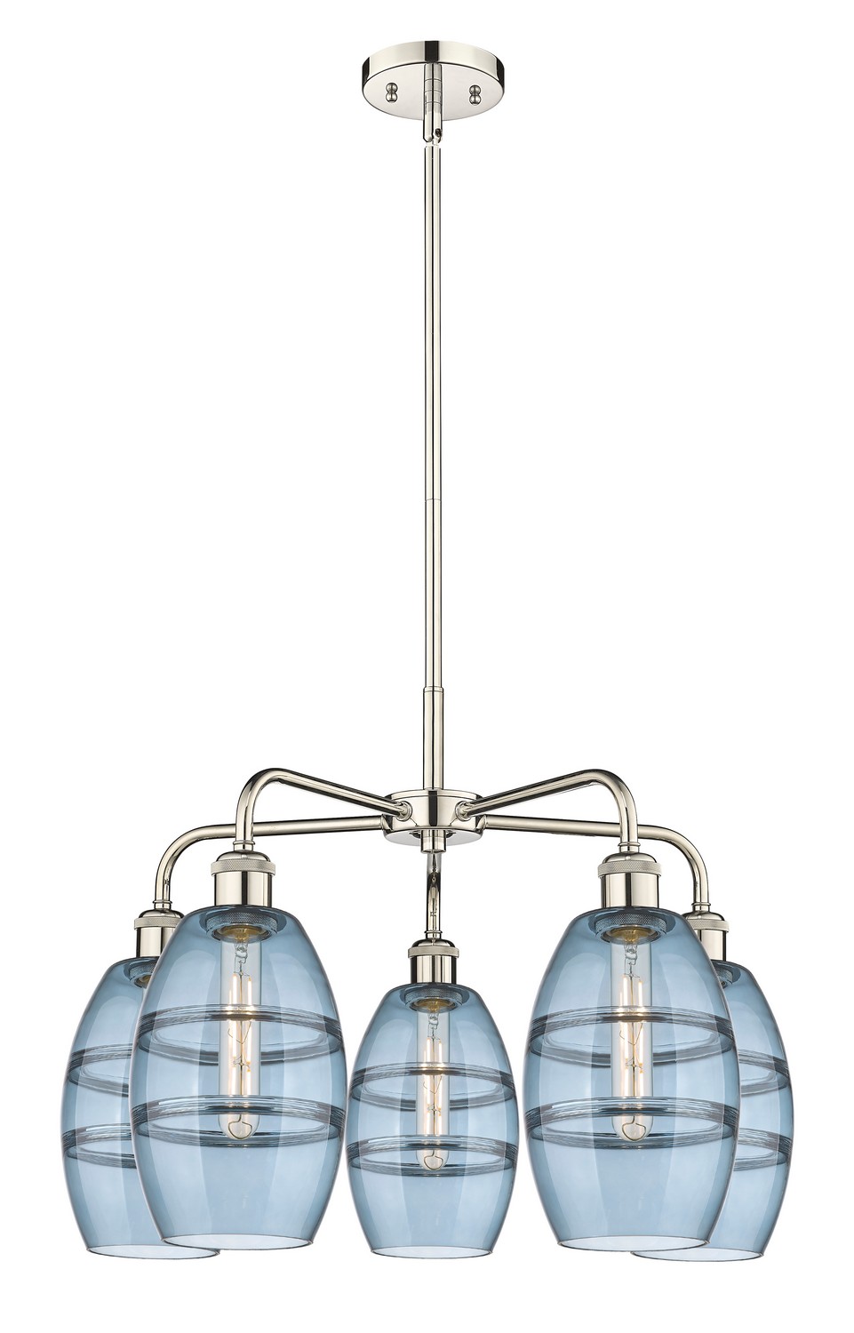 Five Light Chandelier by Innovations - Ballston Collection, Polished Nickel Finish - 516-5CR-PN-G557-6BL