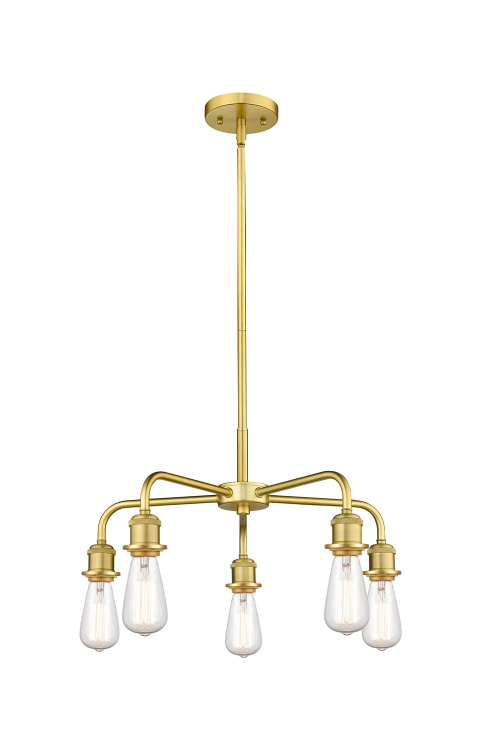 Five Light Chandelier by Innovations - Ballston Collection, Satin Gold Finish - 516-5CR-SG