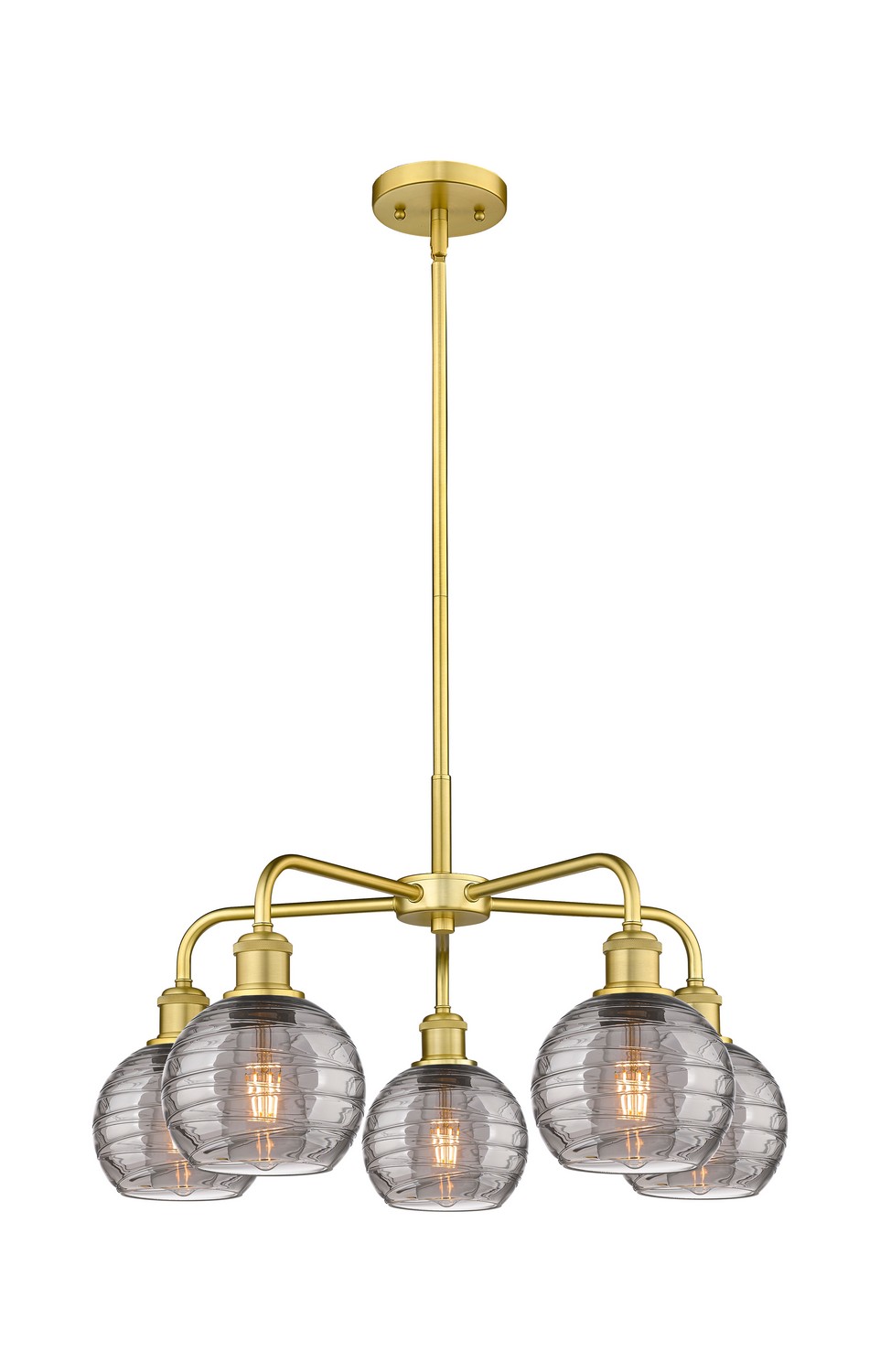 Five Light Chandelier by Innovations - Ballston Collection, Satin Gold Finish - 516-5CR-SG-G1213-6SM