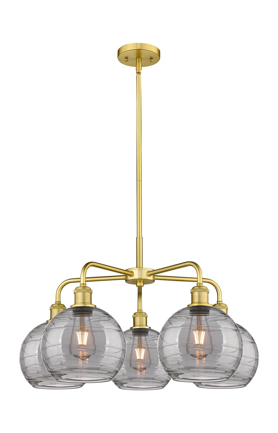 Five Light Chandelier by Innovations - Ballston Collection, Satin Gold Finish - 516-5CR-SG-G1213-8SM