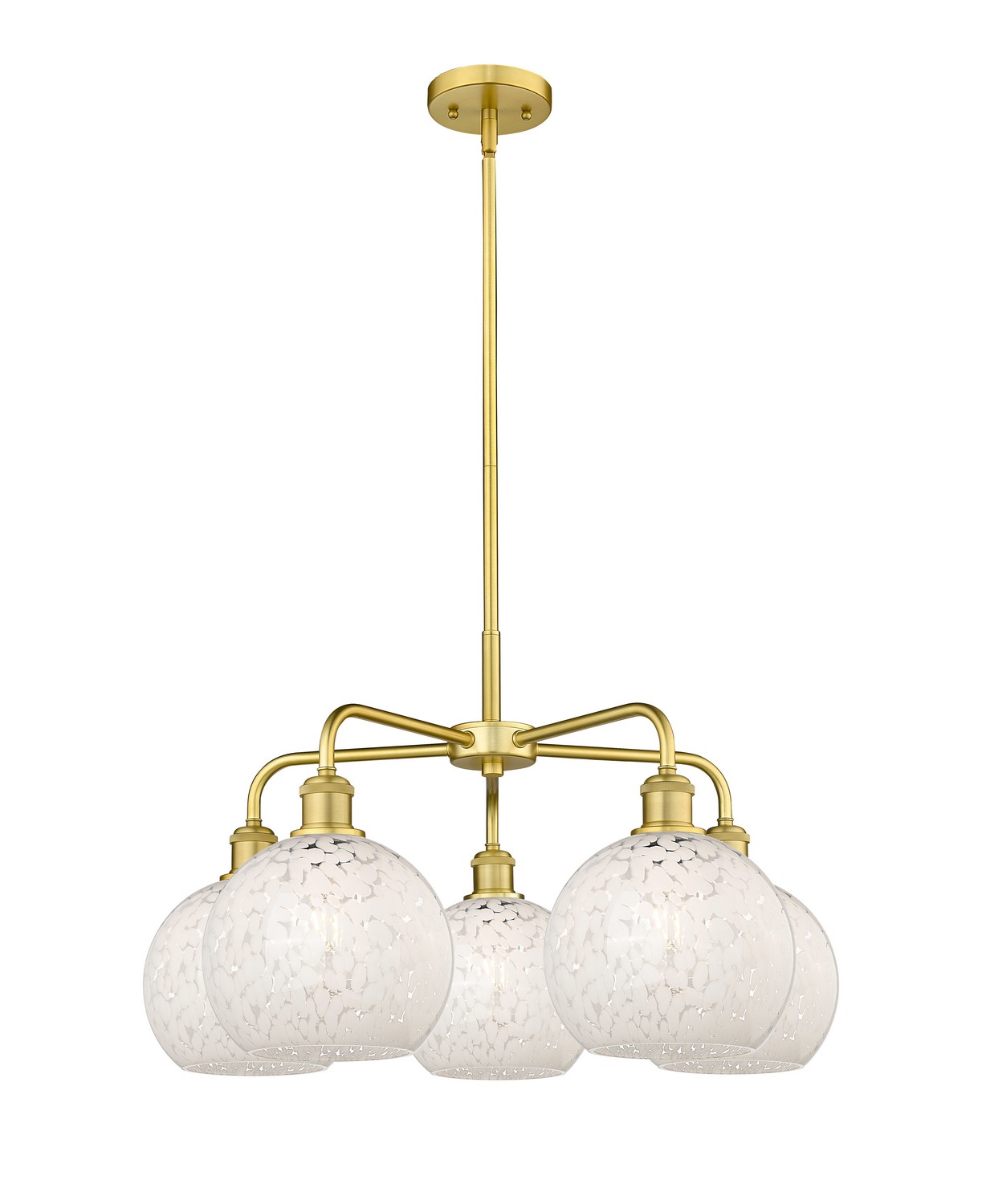 Five Light Chandelier by Innovations - Ballston Collection, Satin Gold Finish - 516-5CR-SG-G1216-8WM