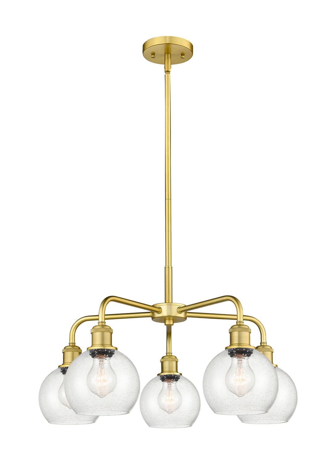 Five Light Chandelier by Innovations - Ballston Collection, Satin Gold Finish - 516-5CR-SG-G124-6