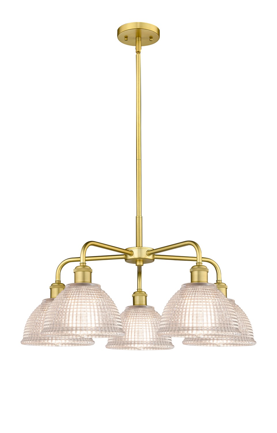 Five Light Chandelier by Innovations - Ballston Collection, Satin Gold Finish - 516-5CR-SG-G422