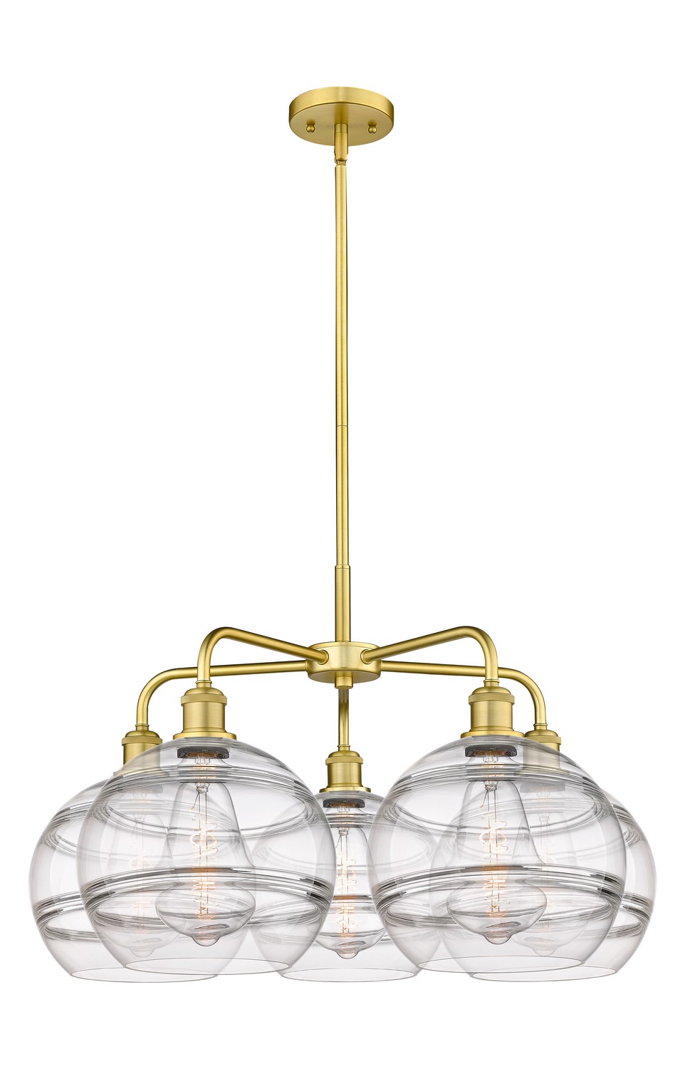 Five Light Chandelier by Innovations - Ballston Collection, Satin Gold Finish - 516-5CR-SG-G556-10CL