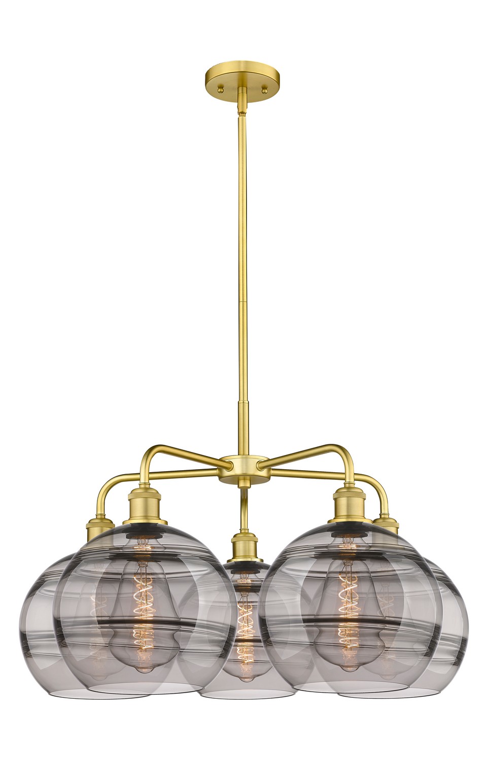 Five Light Chandelier by Innovations - Ballston Collection, Satin Gold Finish - 516-5CR-SG-G556-10SM