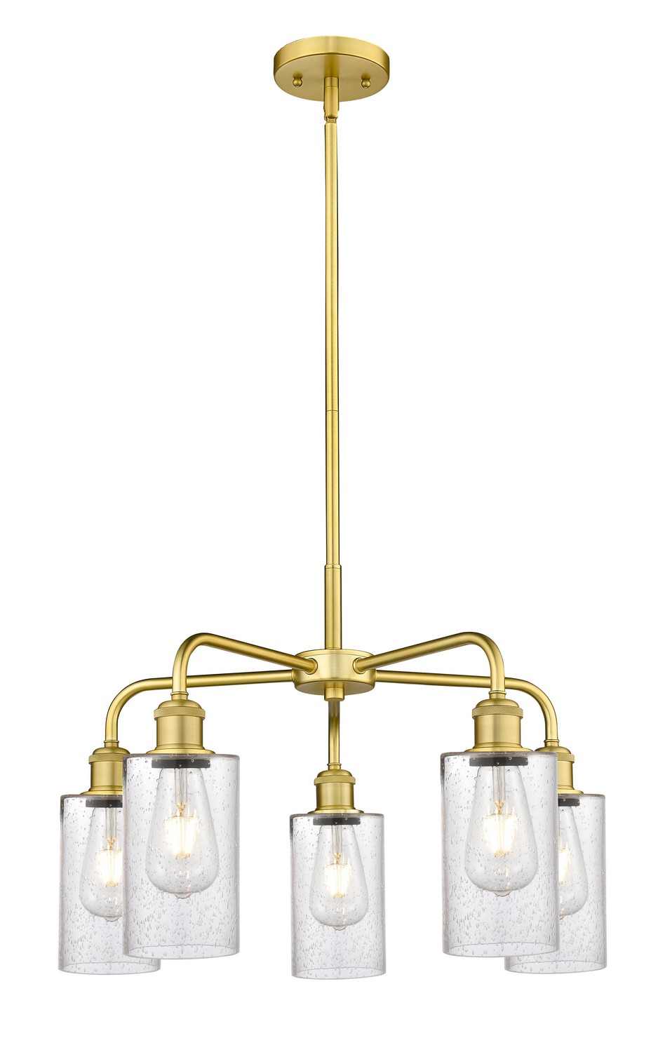 Five Light Chandelier by Innovations - Ballston Collection, Satin Gold Finish - 516-5CR-SG-G804