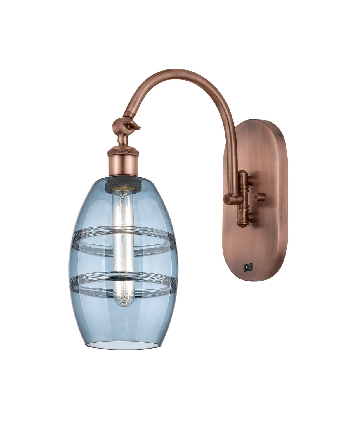 One Light Swing Arm by Innovations - Ballston Collection, Antique Copper Finish - 518-1W-AC-G557-6BL