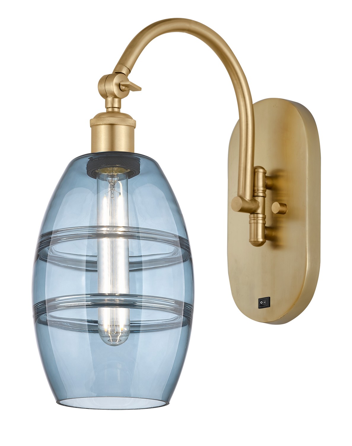 One Light Swing Arm by Innovations - Ballston Collection, Satin Gold Finish - 518-1W-SG-G557-6BL