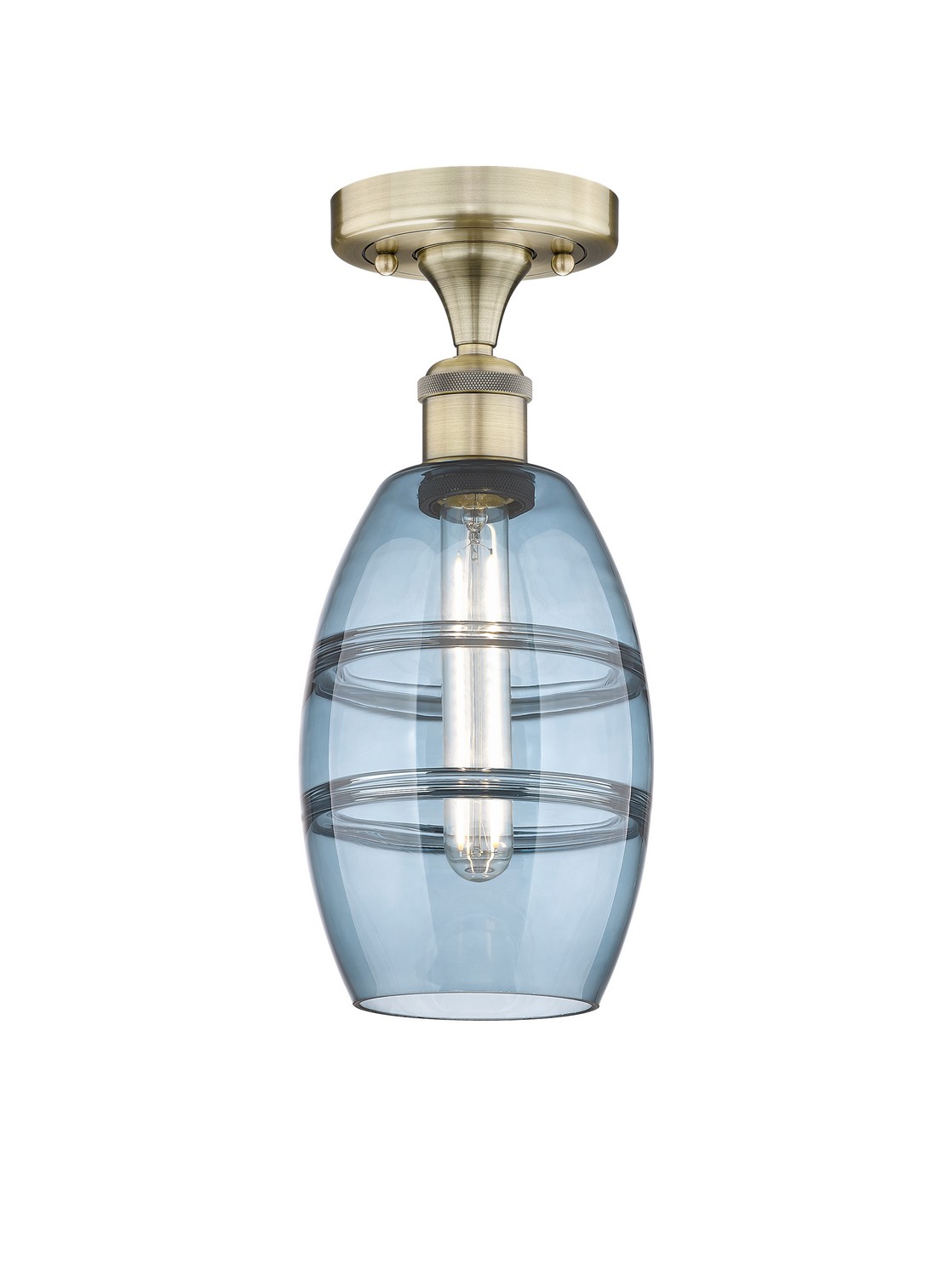 One Light Semi-Flush Mount by Innovations - Edison Collection, Antique Brass Finish - 616-1F-AB-G557-6BL