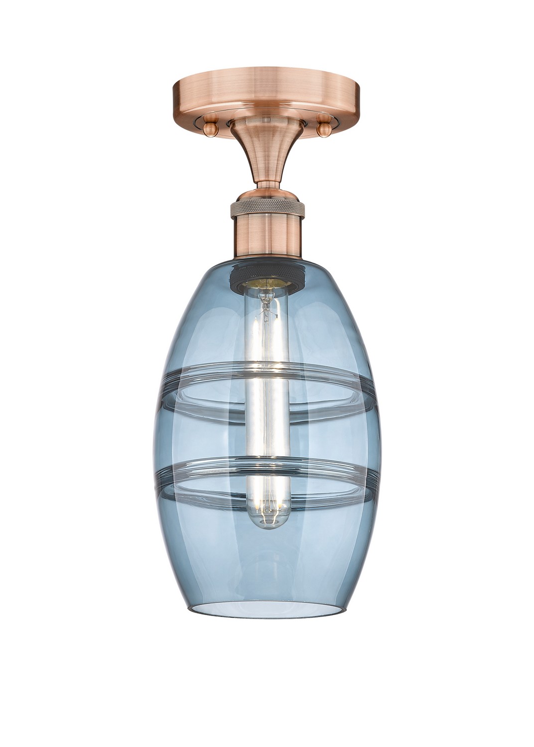 One Light Semi-Flush Mount by Innovations - Edison Collection, Antique Copper Finish - 616-1F-AC-G557-6BL