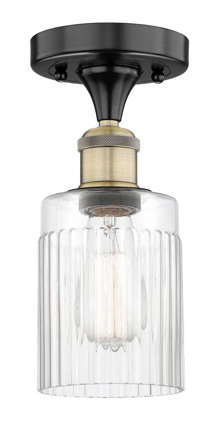 One Light Semi-Flush Mount by Innovations - Edison Collection, Black Antique Brass Finish - 616-1F-BAB-G342