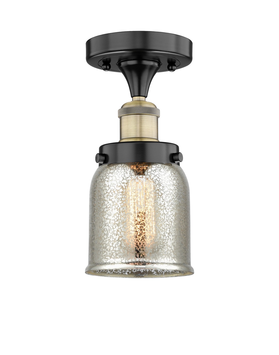 One Light Semi-Flush Mount by Innovations - Edison Collection, Black Antique Brass Finish - 616-1F-BAB-G58