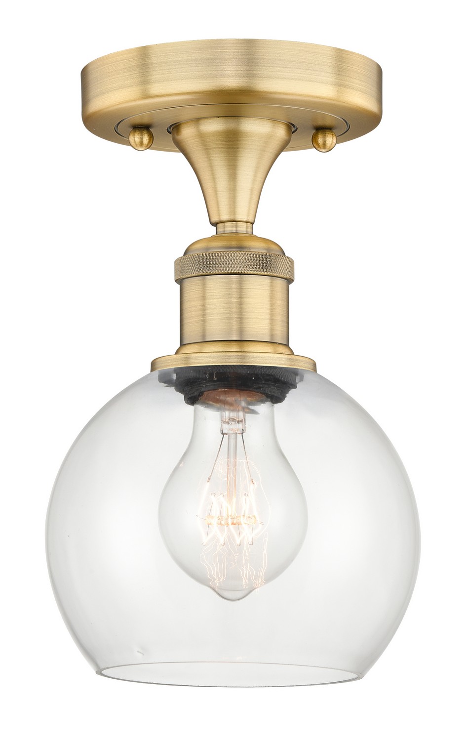 One Light Semi-Flush Mount by Innovations - Edison Collection, Brushed Brass Finish - 616-1F-BB-G122-6