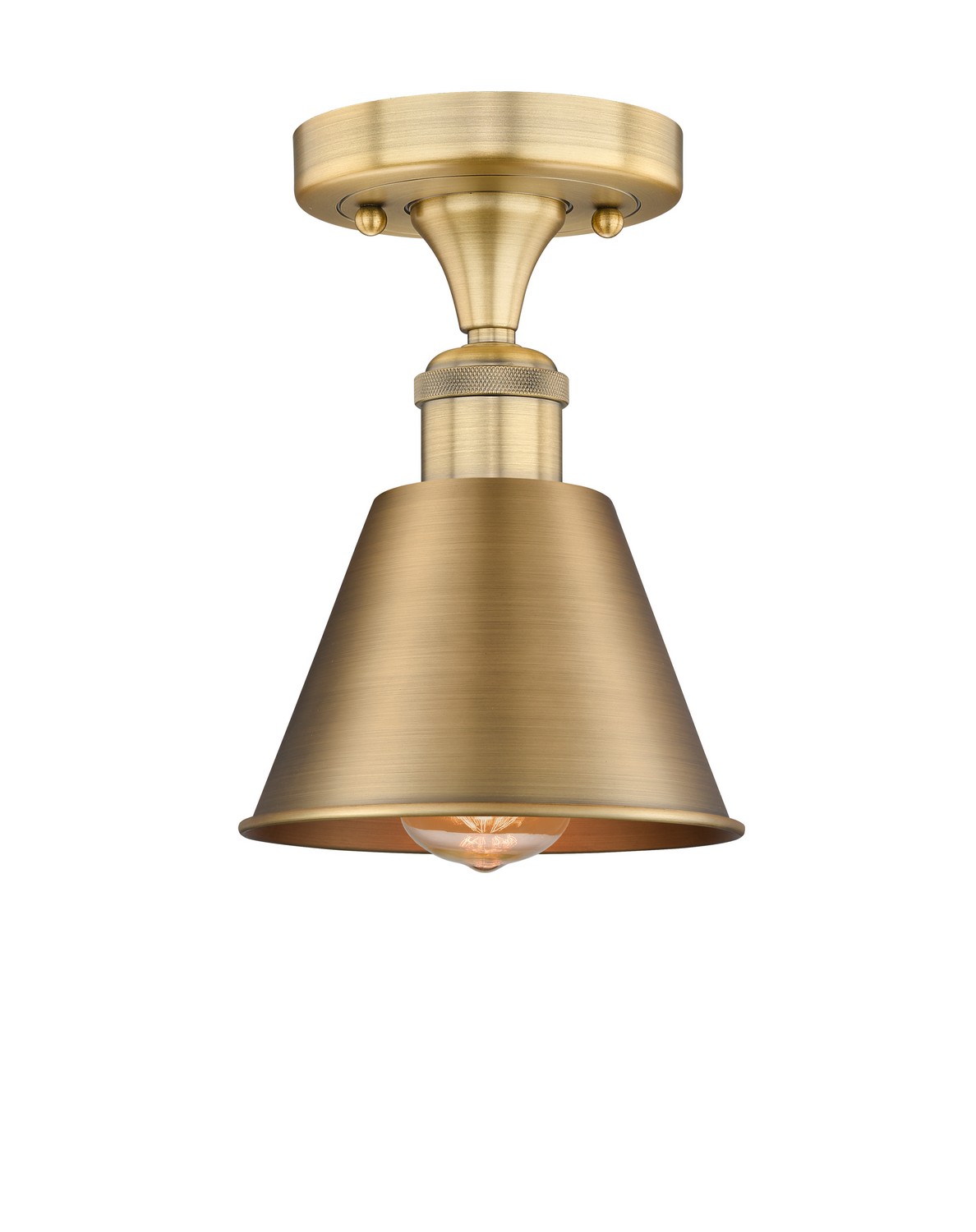 One Light Semi-Flush Mount by Innovations - Edison Collection, Brushed Brass Finish - 616-1F-BB-M8-BB