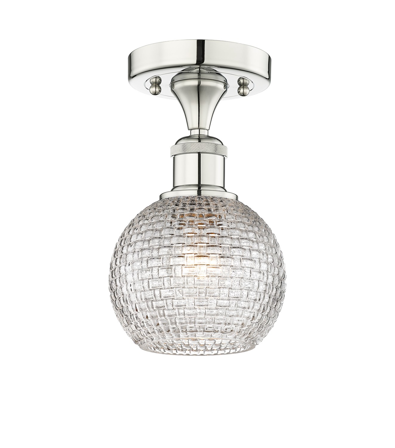 One Light Semi-Flush Mount by Innovations - Edison Collection, Polished Nickel Finish - 616-1F-PN-G122C-6CL