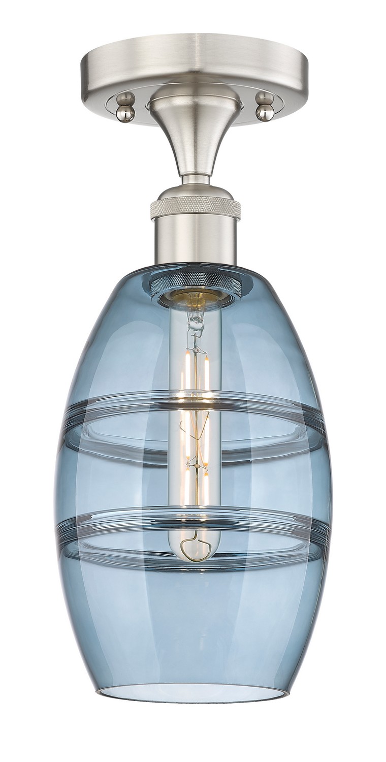 One Light Semi-Flush Mount by Innovations - Edison Collection, Brushed Satin Nickel Finish - 616-1F-SN-G557-6BL