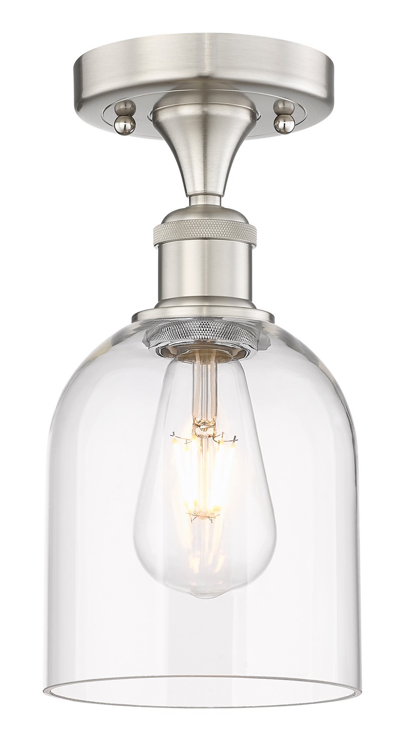 One Light Semi-Flush Mount by Innovations - Edison Collection, Brushed Satin Nickel Finish - 616-1F-SN-G558-6CL