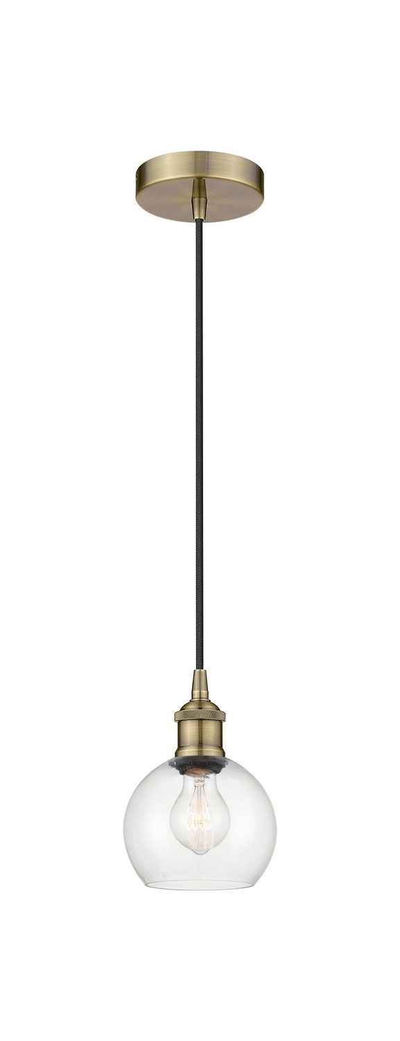 One Light Mini Pendant by Innovations - Edison Collection, Antique Brass Finish - 616-1P-AB-G122-6