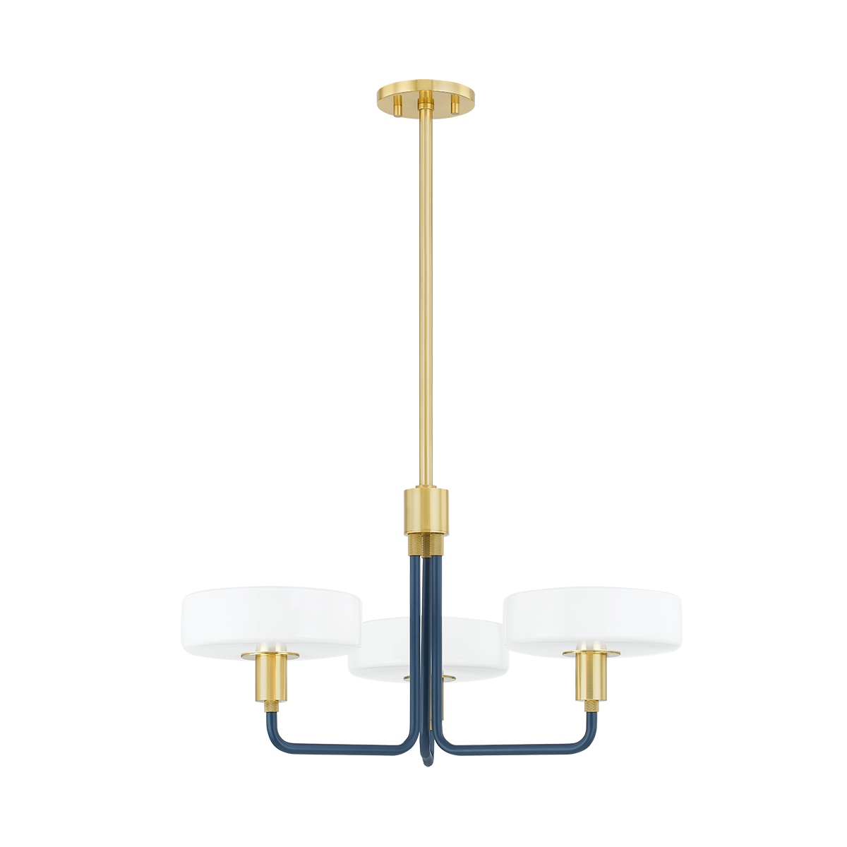 Photos - Chandelier / Lamp Mitzi Aston 3-Light Chandelier in Aged Brass with Slate Blue H886803-AGB/SBL