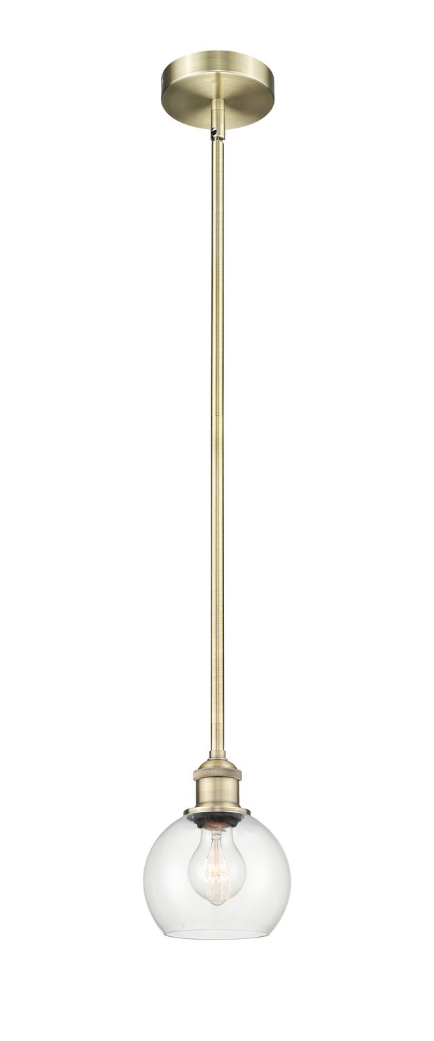 One Light Mini Pendant by Innovations - Edison Collection, Antique Brass Finish - 616-1S-AB-G122-6