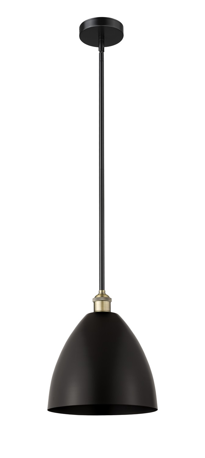 One Light Mini Pendant by Innovations - Edison Collection, Black Antique Brass Finish - 616-1S-BAB-MBD-12-BK