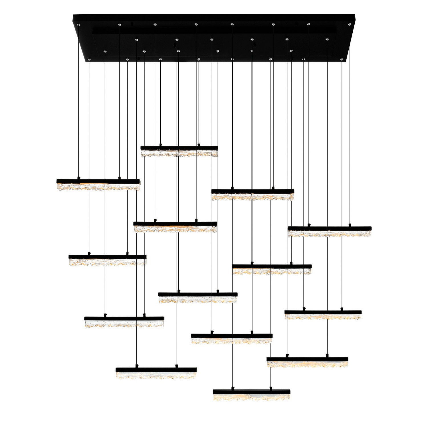 CWI Lighting 1588P60-14-101 Stagger LED 60 inch Black Chandelier Ceiling Light