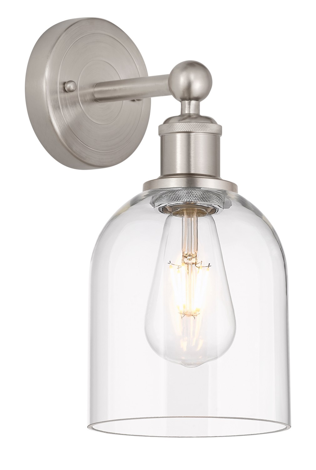 One Light Wall Sconce by Innovations - Edison Collection, Brushed Satin Nickel Finish - 616-1W-SN-G558-6CL