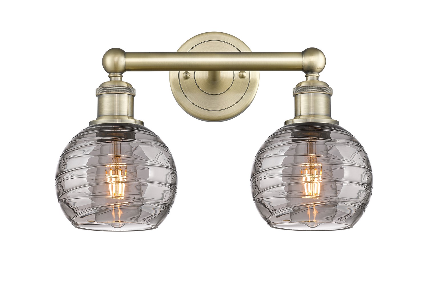 Two Light Bath Vanity by Innovations - Edison Collection, Antique Brass Finish - 616-2W-AB-G1213-6SM