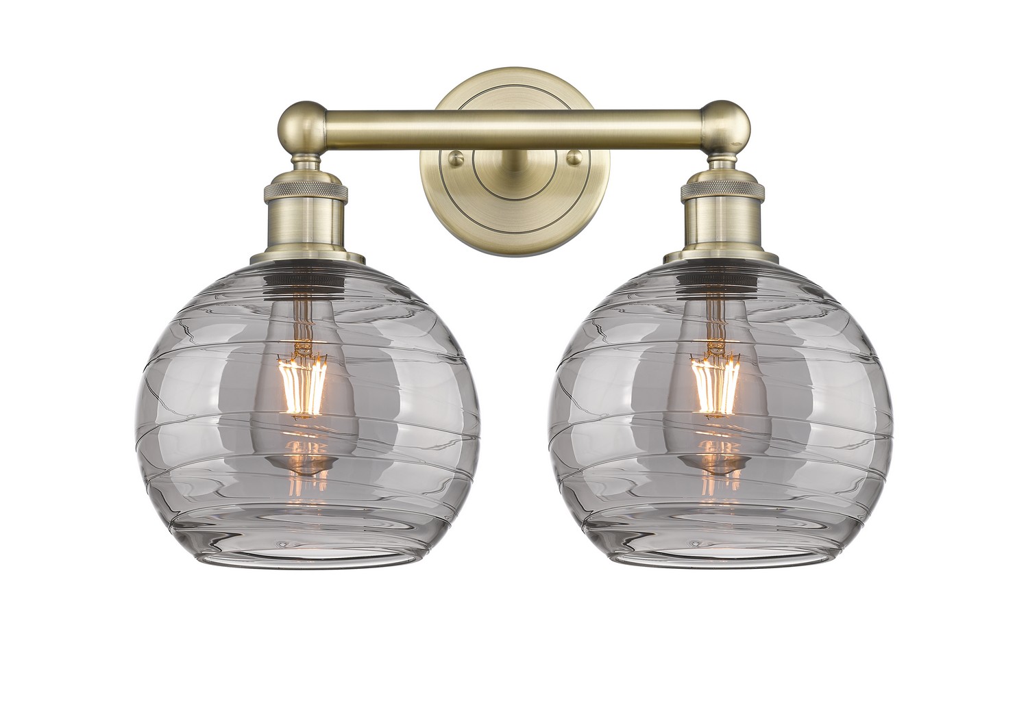 Two Light Bath Vanity by Innovations - Edison Collection, Antique Brass Finish - 616-2W-AB-G1213-8SM