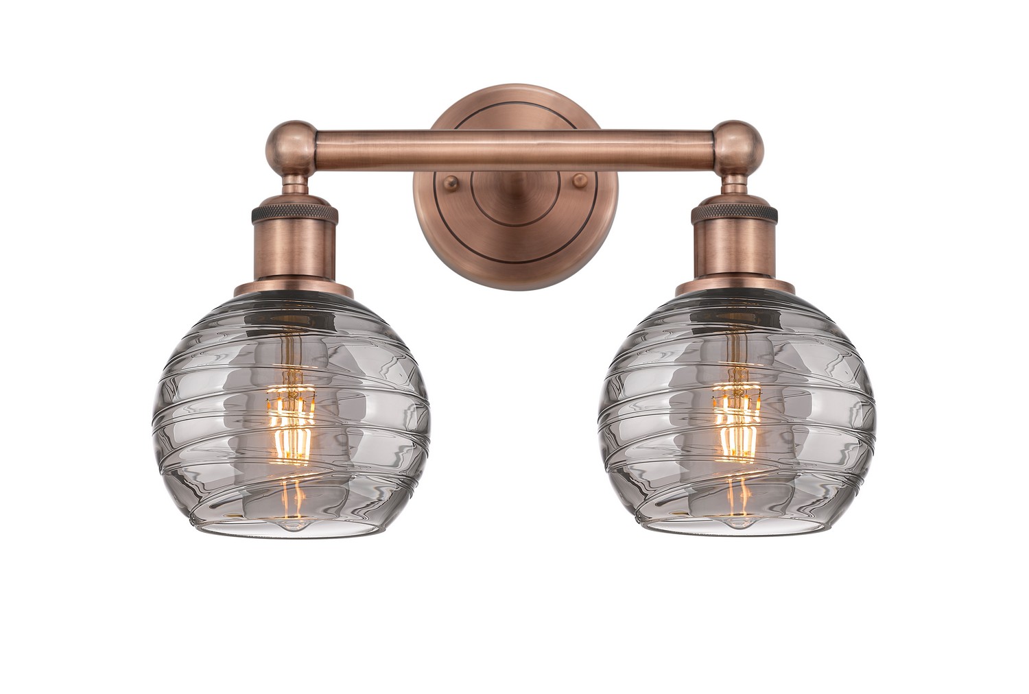 Two Light Bath Vanity by Innovations - Edison Collection, Antique Copper Finish - 616-2W-AC-G1213-6SM
