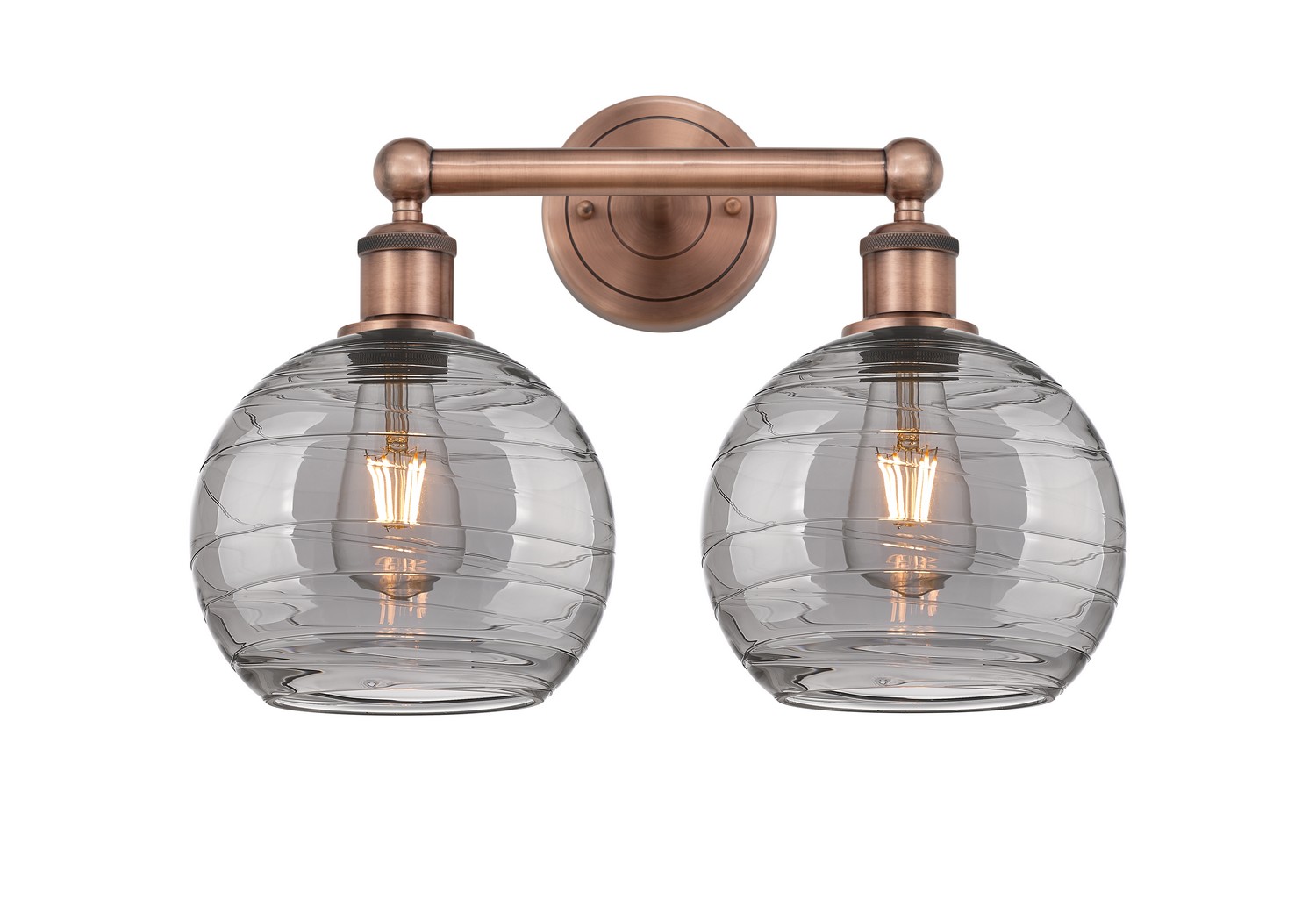 Two Light Bath Vanity by Innovations - Edison Collection, Antique Copper Finish - 616-2W-AC-G1213-8SM