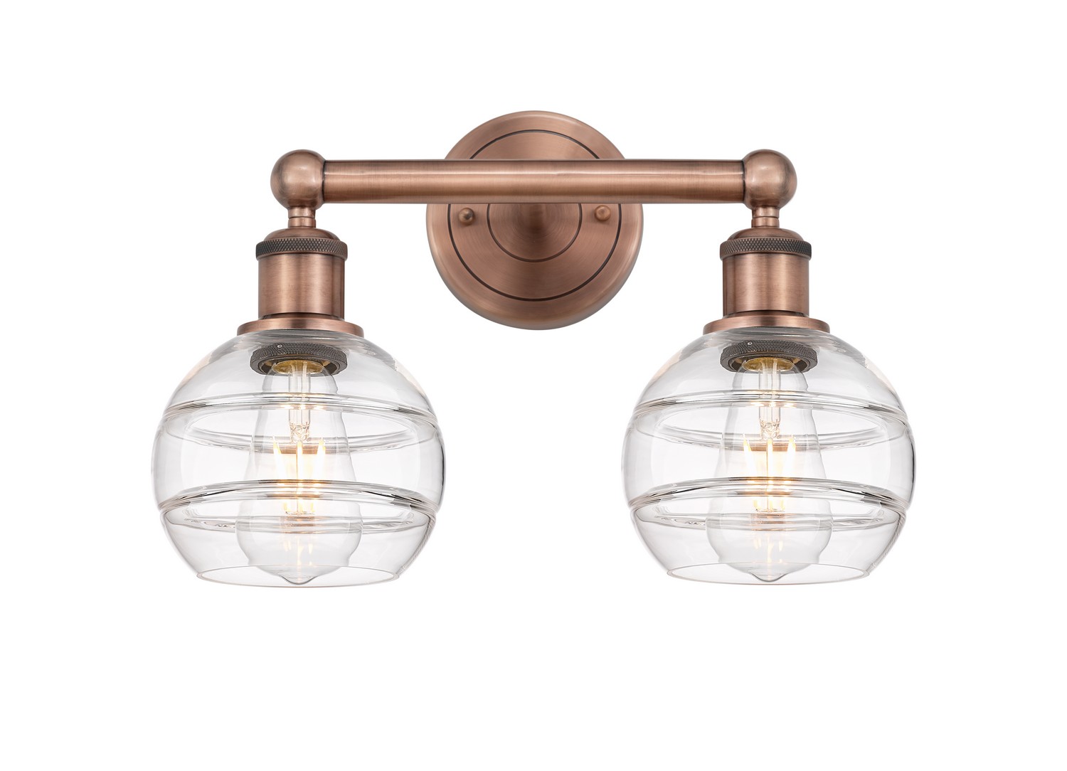 Two Light Bath Vanity by Innovations - Edison Collection, Antique Copper Finish - 616-2W-AC-G556-6CL