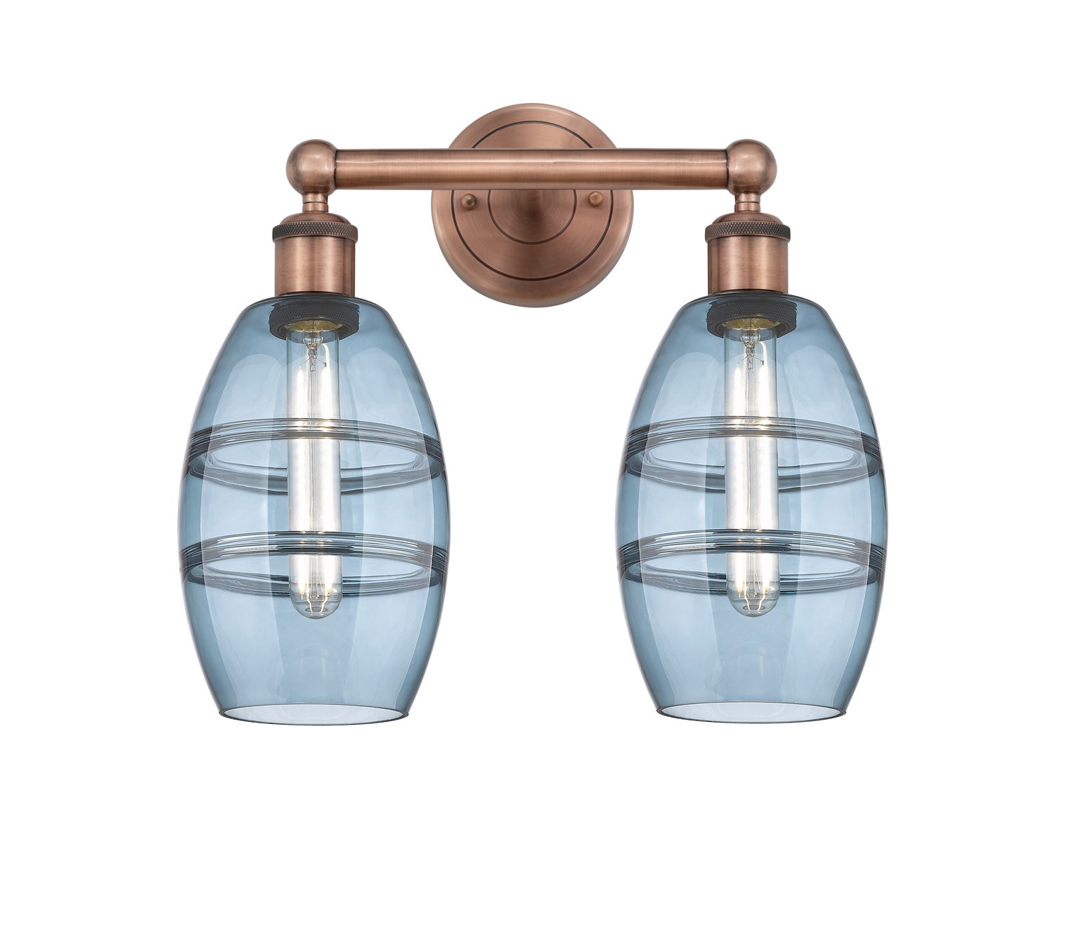 Two Light Bath Vanity by Innovations - Edison Collection, Antique Copper Finish - 616-2W-AC-G557-6BL